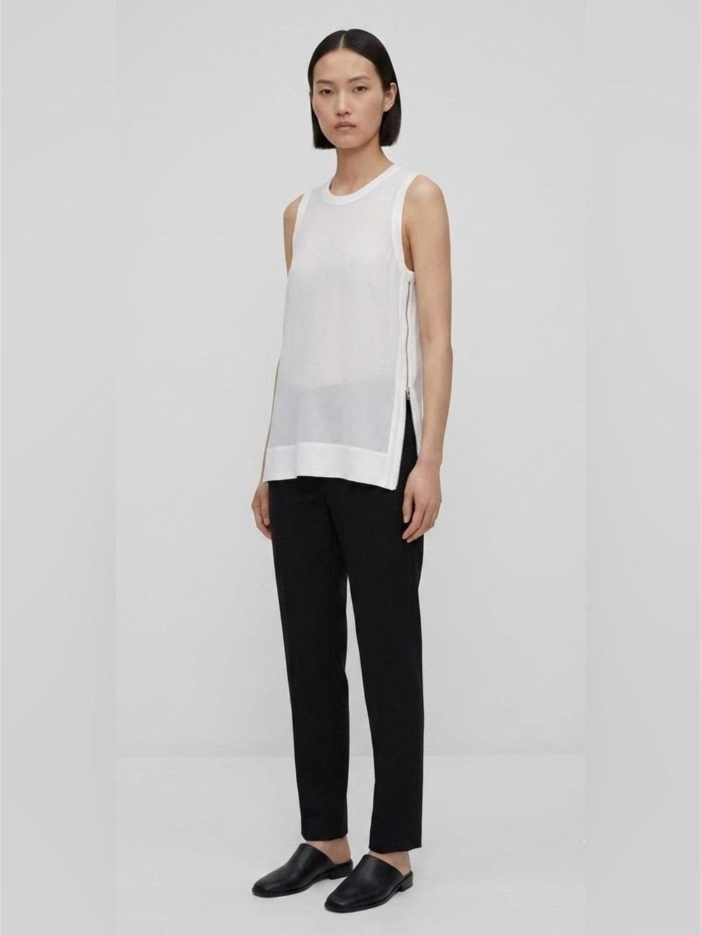 NWT Helmut Lang Optic White Axio Crepe Tank Top Size M F02HW520